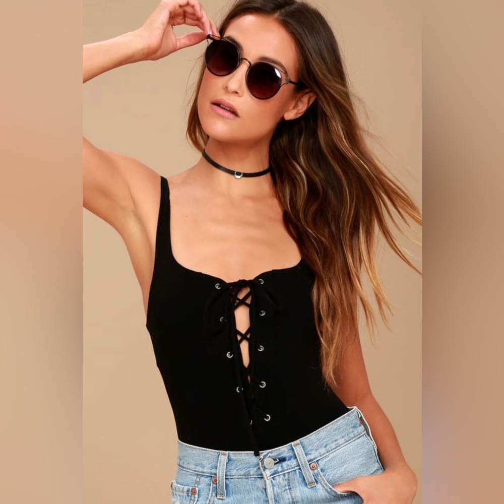 Black Lace-Up Bodysuit